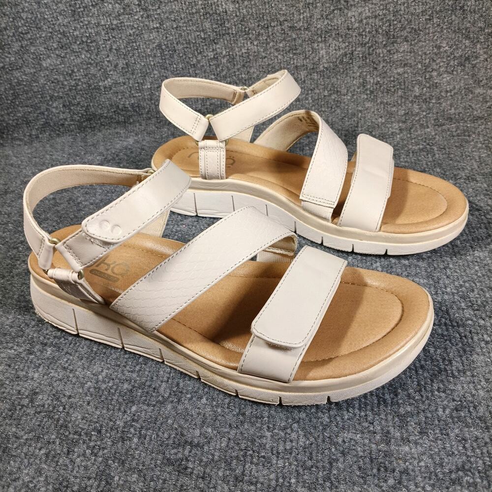 Ryka Elite Sandals Women Size 9 White Faux Leather Adjustable Comfort Slingback